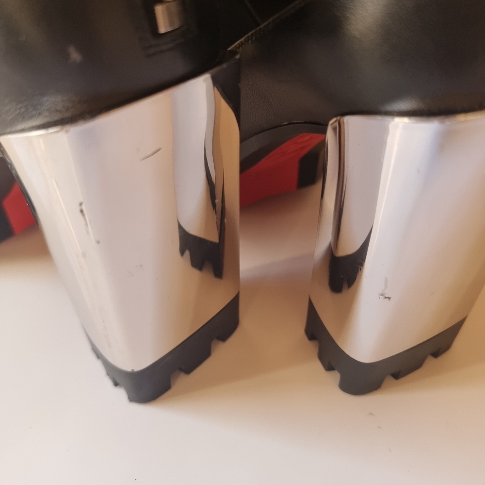 Christian Louboutin Patrouiagoma Platform Black & Nickel Sz. 38 W/elastic Straps - Picture 7 of 14